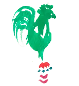 pintura de gallo verde